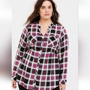 Torrid EMMA - PLAID CHALLIS BABYDOLL TUNIC SIZE 3x